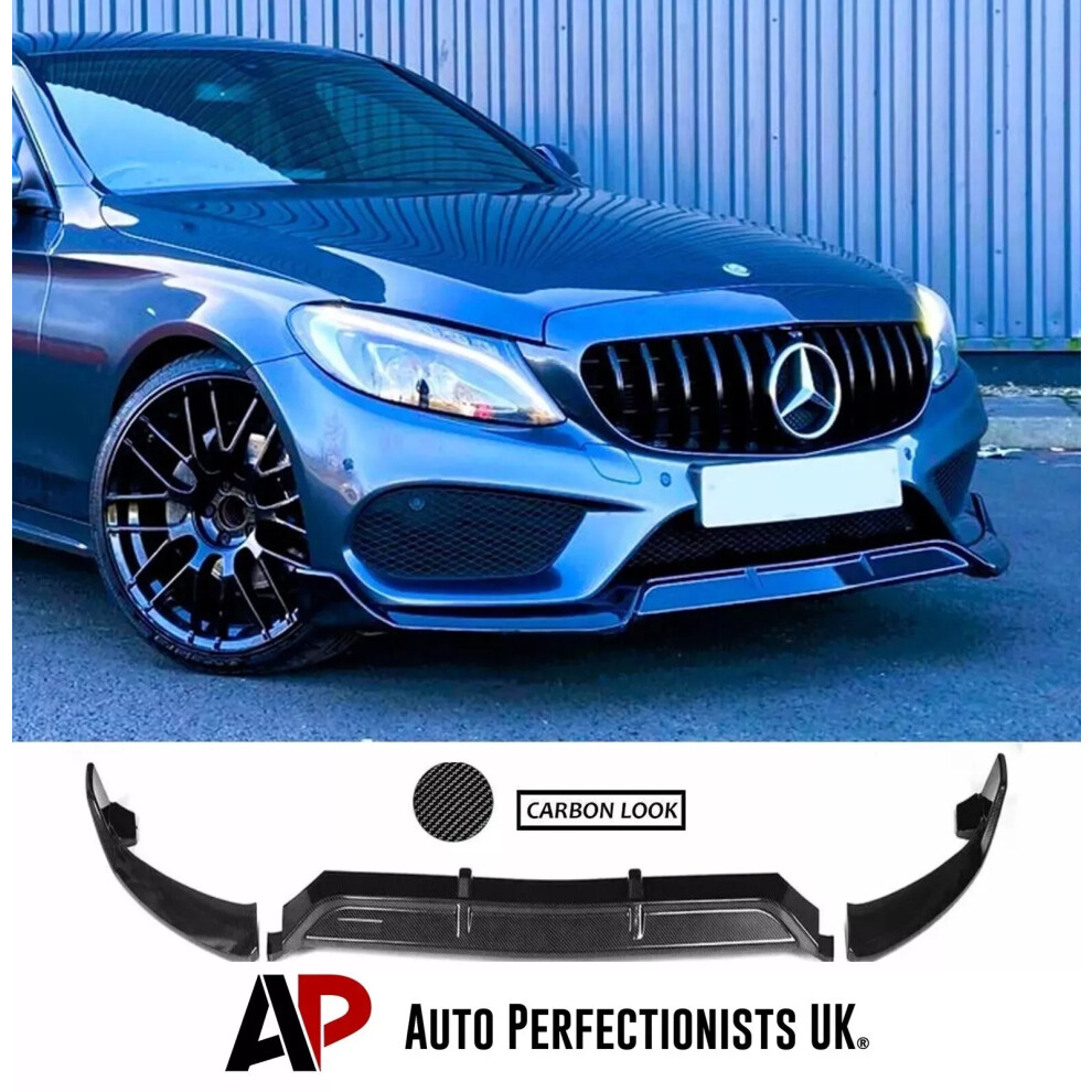 For Mercedes C Class Amg Line C43 W205 B Style Front Splitter Spoiler Lip 5061072661792