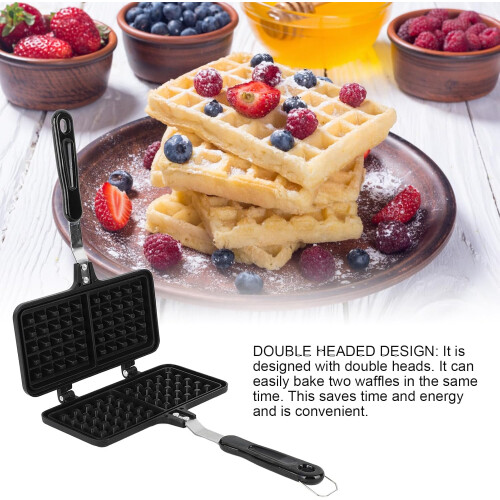 NonStick Aluminum Waffle Iron, Even Heated Double Waffle Baking Pan 2