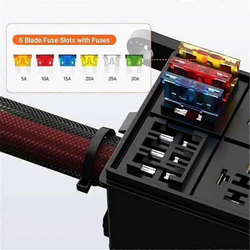 6-Way Automobile Fuse Relay Box Automobile Modified Fuse Relay Panel 1