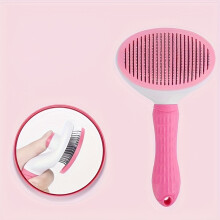 (Pink) Floating Hair One-click Hair Removal Dog Comb Pet Comb, Cat and Dog Needle Cleaning Comb