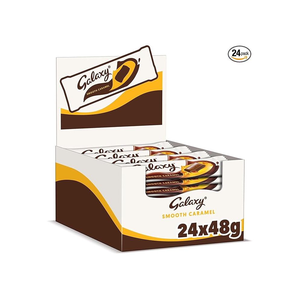 Galaxy Chocolate Bars, Smooth Caramel & Milk Chocolate Bulk Box, 24 X 48G, Ideal For Gift, Snacks Or Hamper