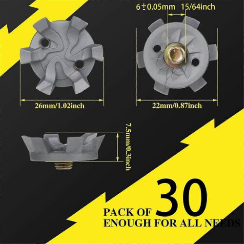 Golf Spikes Set Includes 30 Pcs Golf Cleats Replacement Golf Cleats Spanner Metal Thread Screw 6 mm Dia Golf Spike Too 1