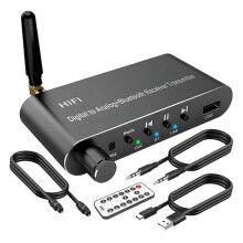 Bluetooth 5.1 Transmitter Receiver Digital to Analog Audio Converter DAC Wireless Adaptor, Coax to Analog for TV, Gaming