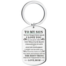 (D --To My Son, Silver Necklace) Stainless Steel Son Daughter Necklace Badge Dog Tag Bead Chain Gift Love Dad Mum New