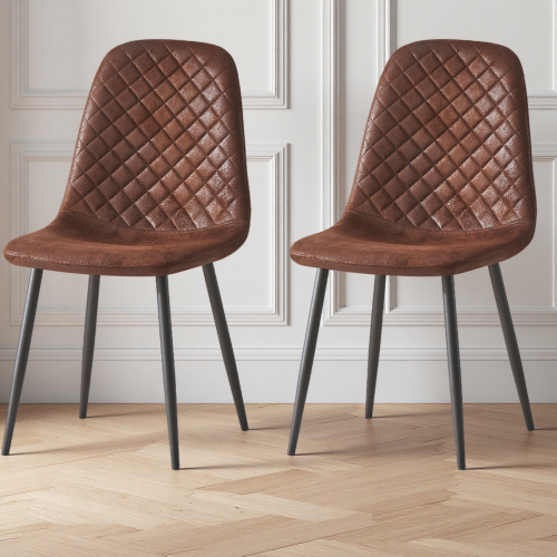 (Brown, 2) 2/4/6x Dining Chairs metal Legs Home office