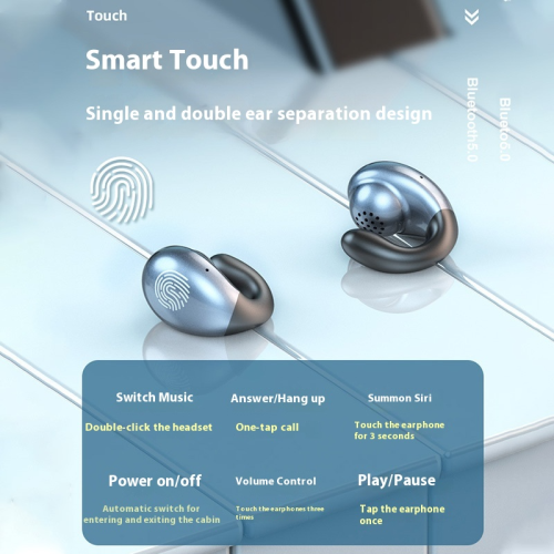 Bluetooth Headset Version 5.4, Wireless Ear Clip, Binaural Bone Conduction 2