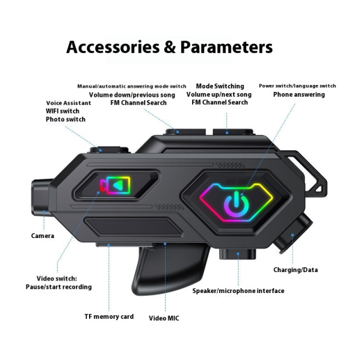 Waterproof motorcycle helmet with noise reduction, shooting intercom, Bluetooth headset, driving recorder 1