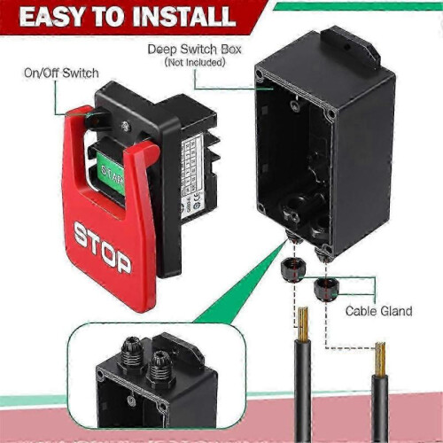 110/220V Single Phase on/Off Switch,Safety Power Switch with Large Stop Sign Paddle Easy Contact for 1