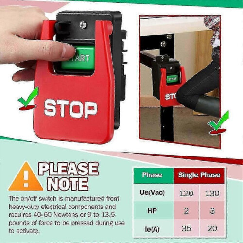 110/220V Single Phase on/Off Switch,Safety Power Switch with Large Stop Sign Paddle Easy Contact for 2