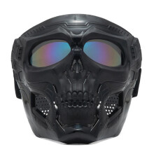 (Black+Color) Skull Face Mask Tactical Airsoft Masks Paintball Protective CS Harley Helmet