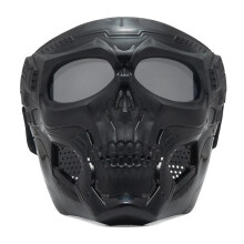 (Black+Gray) Skull Face Mask Tactical Airsoft Masks Paintball Protective CS Harley Helmet New