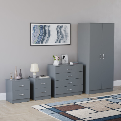 Vida Designs (Grey) Riano 4 Piece Bedroom Set 21