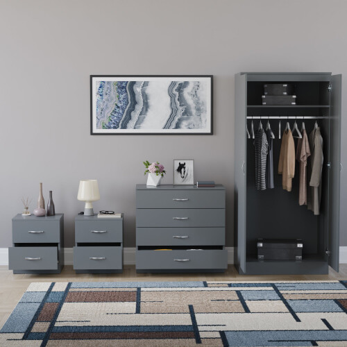 Vida Designs (Grey) Riano 4 Piece Bedroom Set 21 2