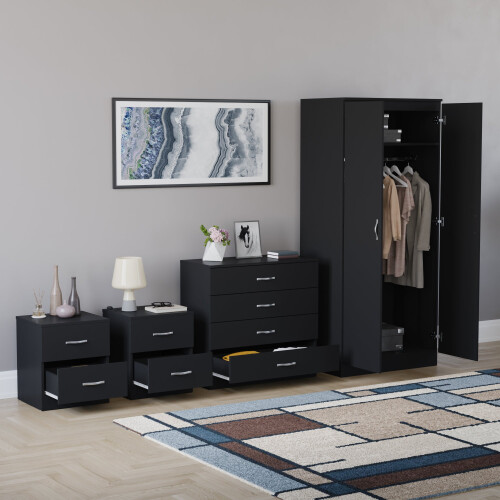 Vida Designs (Black) Riano 4 Piece Bedroom Set 21 1