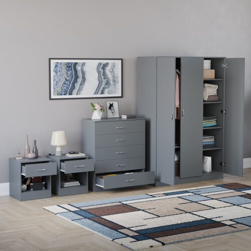 Vida Designs (Grey) Riano 4 Piece Bedroom Set 8 1