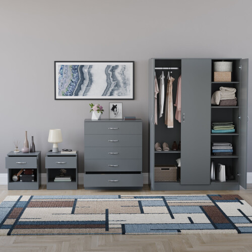 Vida Designs (Grey) Riano 4 Piece Bedroom Set 8 2