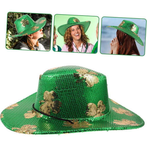 Cowboy hat with sequ trim Scottish fabric trimmed plush 1