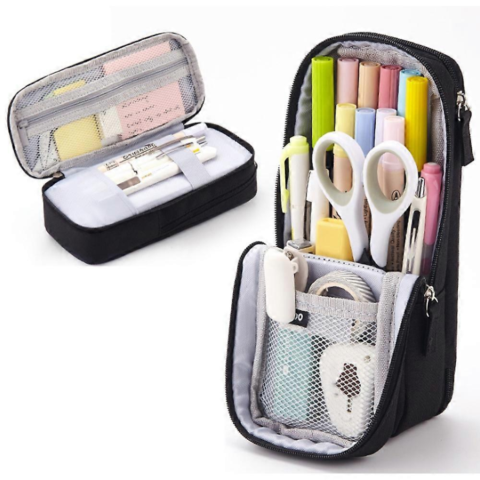 Pen Bag Pencil Case Two Layer Foldable Stand Phone Holder Storage Pouch compatible with Stationery Office Scho-image-OPC-PJ2G7M5-NEW