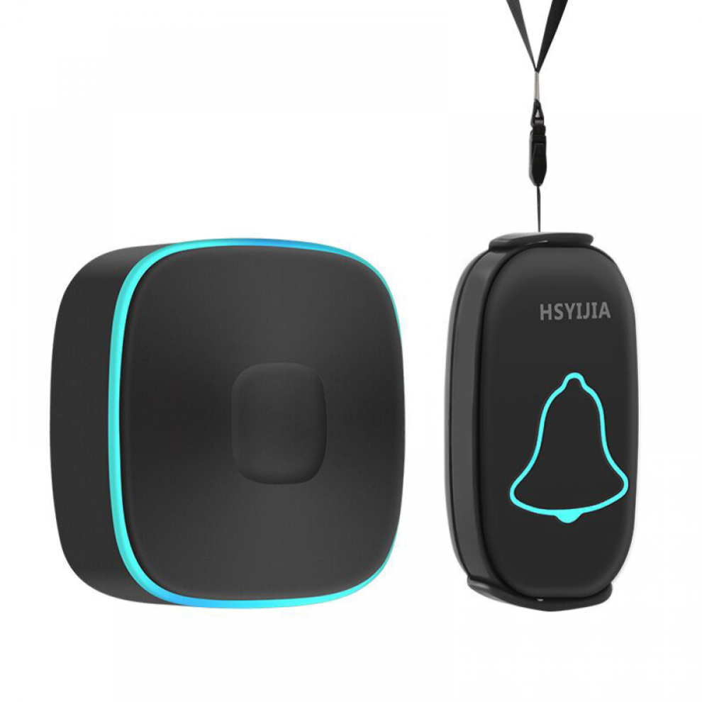 (Black)Emergency Bell For The Elderly And Patients Bedside Wireless Doorbell Household Call For Help