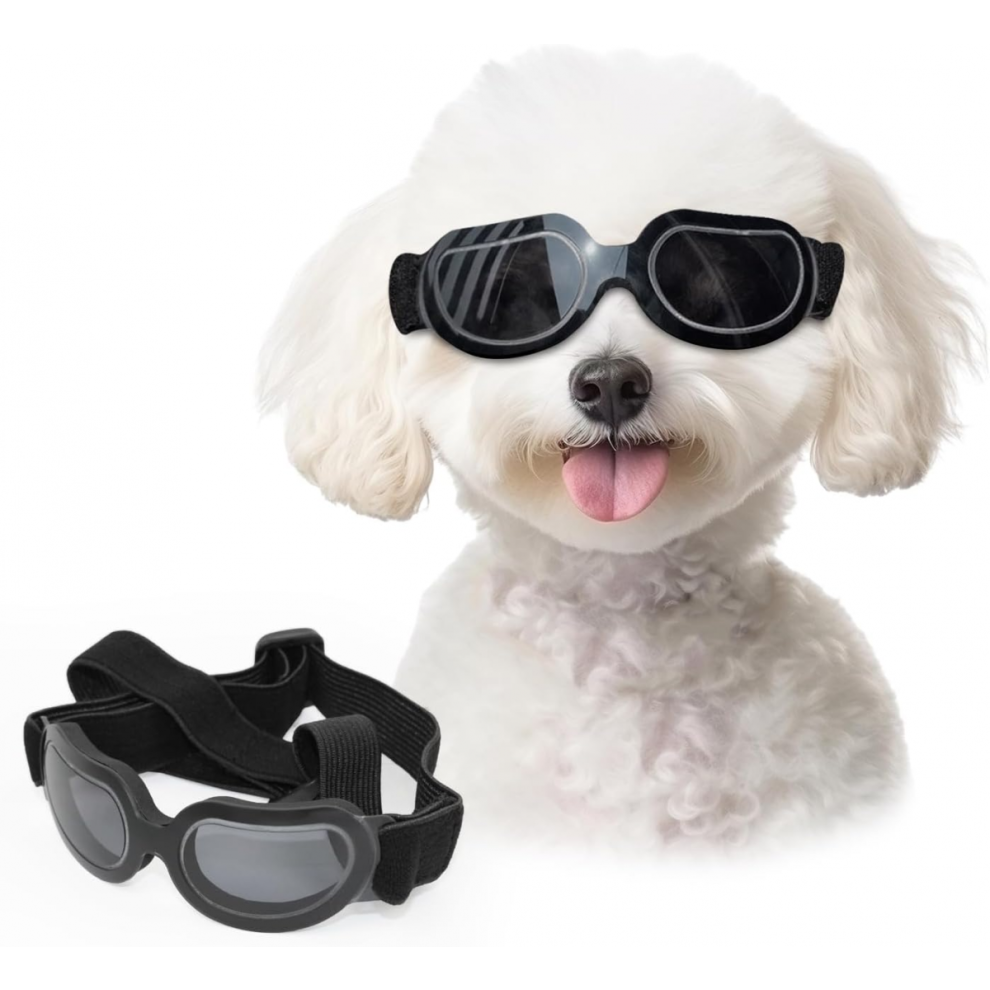 mall Dog Goggles UV Protection Adjustable Clear Doggy Sungalsses Easy Wear Windproof Motorcycle Puppy Glasses (Clear Black)-image-OPC-PJ2G8B7-NEW