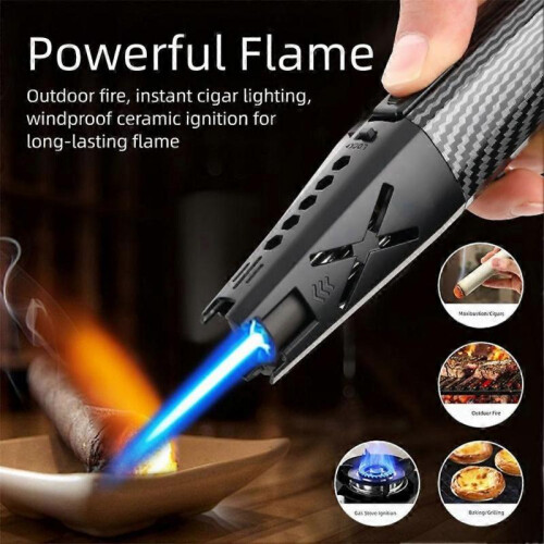 (E) Metal Jet-Lighter Compact Portable Blue Flames Torches Lighter for Camping Lighting 2