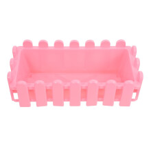 Mini Flower Box Fence Design Plastic Flower Pot Rectangular Plant Pot Succulent Bonsai Cactus Planter Desktop Ornament Desk Organiser Pen Holder Pink