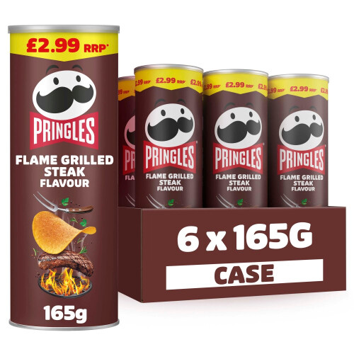 Pringles Pringles Flame Grilled Steak Sharing Crisps 165g (Pack of 6)
