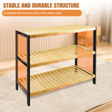 3 Tier Natural Bamboo Shoe Rack with Easy Assembly & Strong Stand Space Saving for Home Dormitory