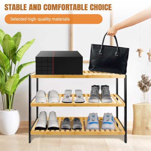 3 Tier Natural Bamboo Shoe Rack with Easy Assembly & Strong Stand Space Saving for Home Dormitory 1