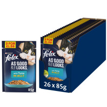 FELIX As Good As it Looks Tuna in Jelly Wet Cat Food 85g (Pack of 26)