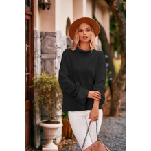 (XL, Black) Turtleneck Loose Sweater for Autumn Winter Comfortable Breathable Clothes Birthday Chirstmas Gift