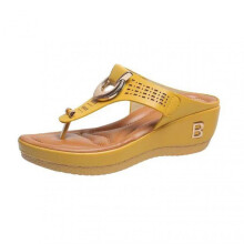(37, Yellow) Outerwear Thong Toe Beach Sandals Solid Color Leather Tie Wedge Sandal for Valentine's Day Christmas Gift