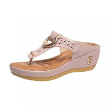(40, Pink) Outerwear Thong Toe Beach Sandals Solid Color Leather Tie Wedge Sandal for Valentine's Day Christmas Gift