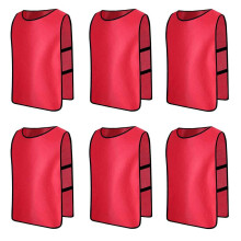 Football Training Bibs Adult Sports Bibs 6 x Sports Pinnies for Adult Training Vests Football Bibs RedL