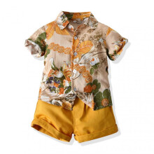 (80cm, 7) Casual Short Sleeve Floral Shirt Shorts for Boys Soft All-match Comfy Clothing for Outdoor Activities