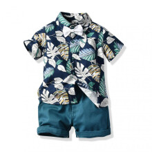 (100cm, 11) Casual Short Sleeve Floral Shirt Shorts for Boys Soft All-match Comfy Clothing for Outdoor Activities