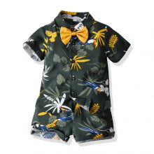 (80cm, 4) Casual Short Sleeve Floral Shirt Shorts for Boys Soft All-match Comfy Clothing for Outdoor Activities