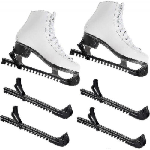 (Black) 4Pcs Adjustable Ice Skate Blade Guards - Hockey Skate Protector Covers for Ice Skating