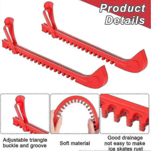 (Red) 4Pcs Adjustable Ice Skate Blade Guards - Hockey Skate Protector Covers for Ice Skating 2