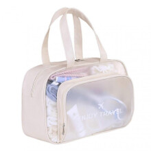 (No Shoe Storage, Cheese Apricot) Gym Swimming Bag with Zips Translucent PVC Cosmetic Travel Bag for Women Girls