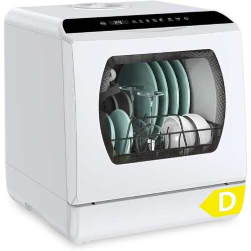 Hermitlux Table Top Dishwasher for 5 Place Settings 5L Tabletop Dishwasher no Plumbing with 6 Programmes