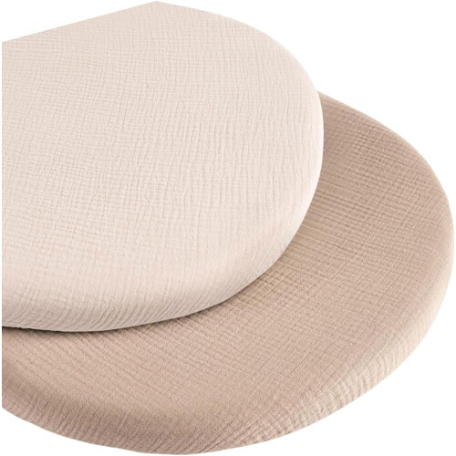 2 x Fitted Sheets Breathable Cotton Cradle Mattress Fitted Sheet Bassinet Outer Covers Washable 1