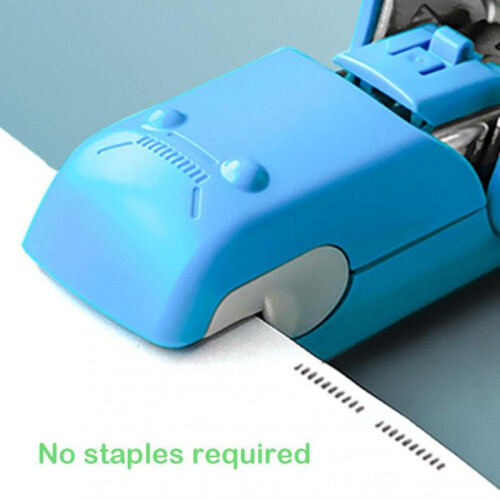(White) Staple Free Stapler Time Saving Effortless Needle Free Handhled Stapler Mini Portable 2