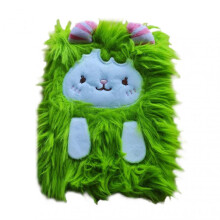 (Green) Cute Cartoon Furry Notebook Portable Unique Writing Diary for Women Girls