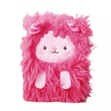 (Red) Cute Cartoon Furry Notebook Portable Unique Writing Diary for Women Girls