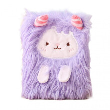 (Purple) Cute Cartoon Furry Notebook Portable Unique Writing Diary for Women Girls