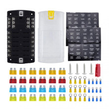 (Configuration 2) 12 Way Blade-Fuse Box Universal Covered 12V Circuit-Blade Fuse Box for Truck Vehicle