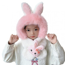 (B) Kids Warming Animal Hooded Scarf for Winter Comfy Breathable Themal Hats Birthday New Year Gift