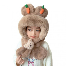 (H) Kids Warming Animal Hooded Scarf for Winter Comfy Breathable Themal Hats Birthday New Year Gift