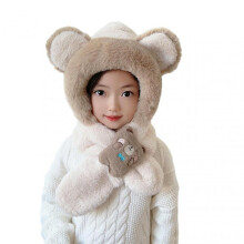 (M) Kids Warming Animal Hooded Scarf for Winter Comfy Breathable Themal Hats Birthday New Year Gift